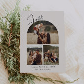 Moderne Boho Arch Joyful Groen 3 Foto Kerstmis Feestdagenkaart