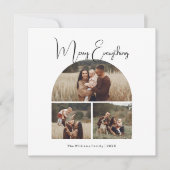 Moderne Boho Arch Merry Alles Drie Foto Feestdagenkaart (Voorkant)