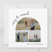Moderne Boho Arch Merry & Married Three Foto Feestdagenkaart (Voorkant)