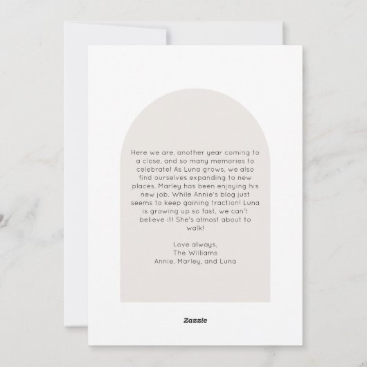 Moderne Boho Arch Merry One Foto Feestdagenkaart (Achterkant)