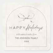 Moderne Boho Arch met Bow Familienaam Kerstmis Vierkante Sticker (Voorkant)