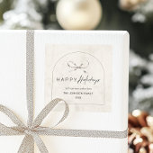Moderne Boho Arch met Bow Familienaam Kerstmis Vierkante Sticker