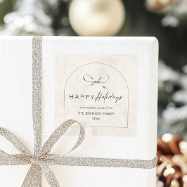 Moderne Boho Arch met Bow Familienaam Kerstmis Vierkante Sticker