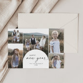 Moderne Boho Arch Multi Foto Nieuwjaar Feestdagenkaart