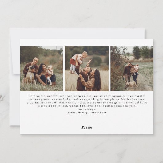 Moderne Boho Arch Oh Merry Four Foto Feestdagenkaart (Achterkant)