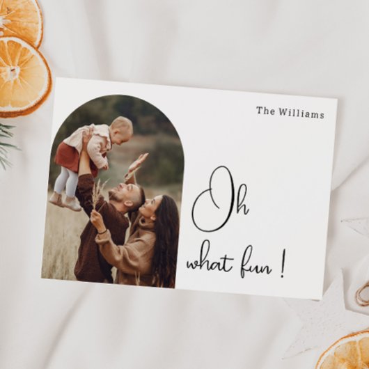 Moderne Boho Arch Oh Wat leuk Een foto Feestdagenkaart