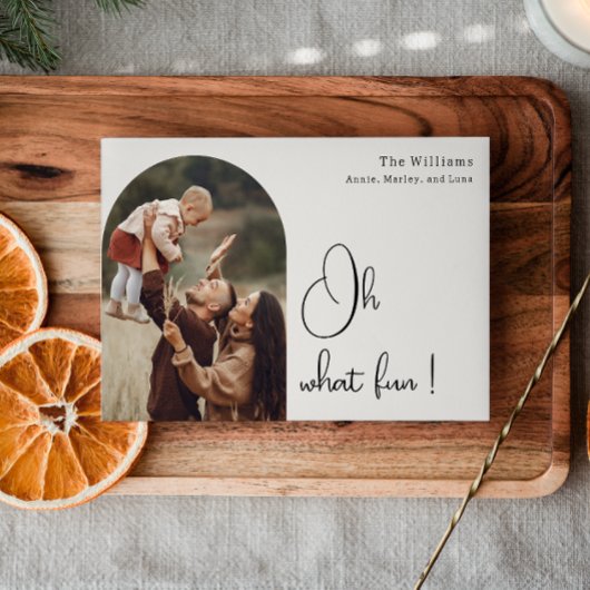 Moderne Boho Arch Oh Wat leuk Een foto Feestdagenkaart