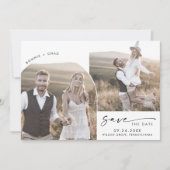 Moderne Boho Arch QR Code 3 Foto Save The Date (Voorkant)