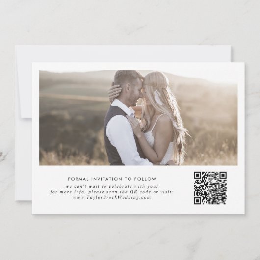 Moderne Boho Arch QR Code 3 Foto Save The Date (Achterkant)