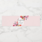 Moderne Boho Arch Roze Bloemen Afstudeerfeest Waterfles Etiket (Enkel label)