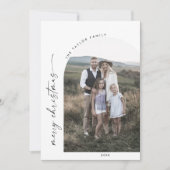 Moderne Boho Arch Vrolijk Kerstfeest Familie Foto Feestdagenkaart (Voorkant)