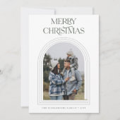 Moderne Boho Arch Vrolijk Kerstfeest Familie Foto Feestdagenkaart (Voorkant)