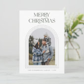 Moderne Boho Arch Vrolijk Kerstfeest Familie Foto Feestdagenkaart (Staand voorkant)