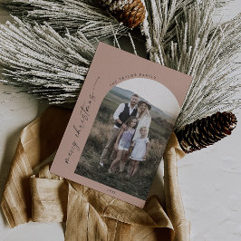 Moderne Boho Arch | Zalm Vrolijk Kerstfeest Foto Feestdagenkaart