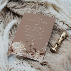 Moderne Boho Beige Bloemenbruiloft Kaart