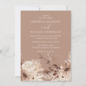 Moderne Boho Beige Bloemenbruiloft Kaart (Voorkant)