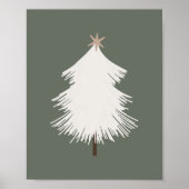 Moderne Boho Beige en Gouden Kerstboom Print (Voorkant)