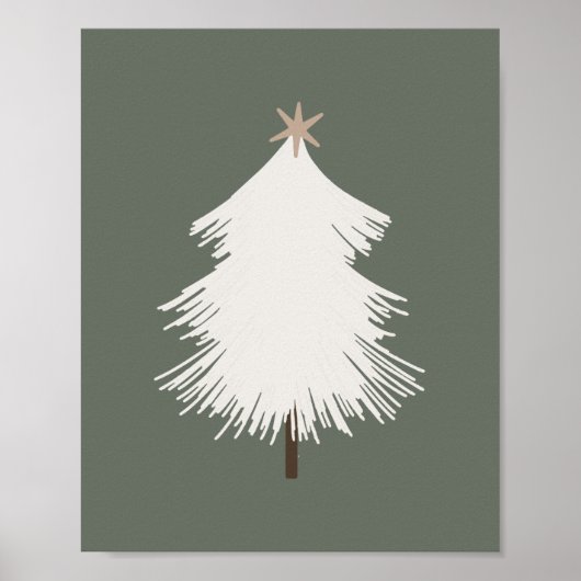 Moderne Boho Beige en Gouden Kerstboom Print (Voorkant)