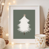 Moderne Boho Beige en Gouden Kerstboom Print