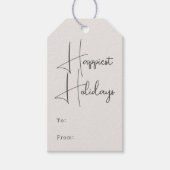 Moderne Boho Beige Gelukkigste Feestdagen van en n Cadeaulabel (Voorkant)