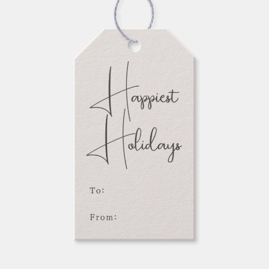 Moderne Boho Beige Gelukkigste Feestdagen van en n Cadeaulabel (Voorkant)