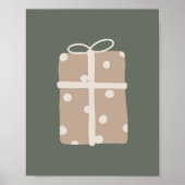 Moderne Boho Beige & Green Christmas Present Print (Voorkant)