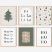 Moderne Boho Beige & Green Christmas Present Print