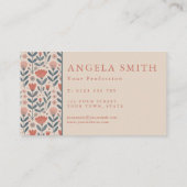 Moderne Boho Beige Thee Bloem Visitekaartje (Achterkant)