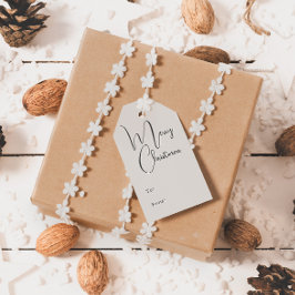 Moderne Boho Beige Vrolijk Kerstfeest Naar en Van Cadeaulabel