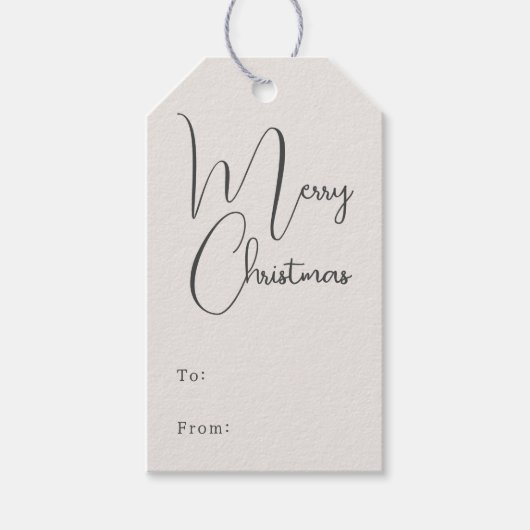 Moderne Boho Beige Vrolijk Kerstfeest Naar en Van Cadeaulabel (Voorkant)