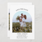 Moderne Boho Bewaar de Datum | Fotominimalist Kaart (Voorkant / Achterkant)