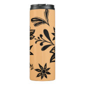 Moderne Boho Black Bloemen op Beige Thermische Tum Thermosbeker (Achterkant)