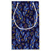 Moderne Boho Blauw Geel Chanoeka Botanische Aangep Klein Cadeauzakje (Achterkant)