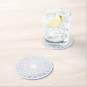 Moderne Boho Blauwe Bloemen Lotus Mandala Ronde Kartonnen Onderzetter (Insitu)