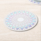 Moderne Boho Blauwe Bloemen Lotus Mandala Ronde Kartonnen Onderzetter (Gebogen)