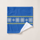 Moderne Boho Blauwe en Gele Naadloze Textuur Bad Handdoek (Wasdoekje)