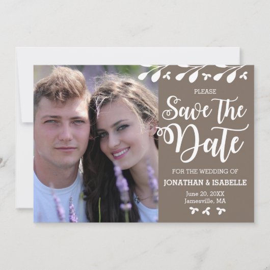 Moderne Boho Bloem Foto Save the Date Kaart (Voorkant)