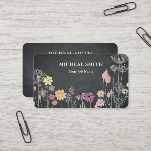 Moderne Boho Bloem Kraft Visitekaartje (Voorkant / Achterkant in situ)