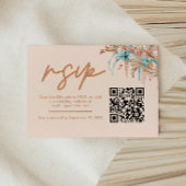 Moderne Boho Bloem QR Code Trouw RSVP Kaartje