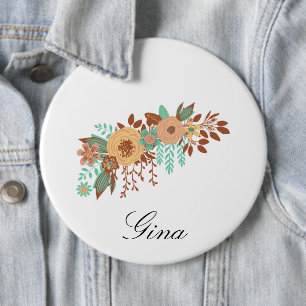 Moderne Boho Bloem Ronde Button 6,0 Cm