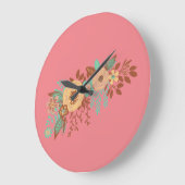 Moderne Boho Bloem Roze Grote Klok (Hoek)