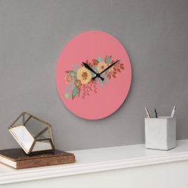 Moderne Boho Bloem Roze Grote Klok