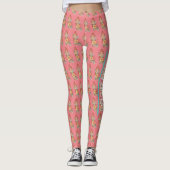 Moderne Boho Bloem Roze  Leggings (Voorkant)
