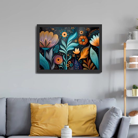 Moderne Boho Bloem Tapijt Poster