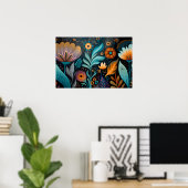 Moderne Boho Bloem Tapijt Poster (Thuiskantoor)