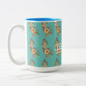 Moderne Boho Bloem Tweekleurige Koffiemok (Links)