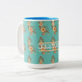 Moderne Boho Bloem Tweekleurige Koffiemok (Voorkant links)