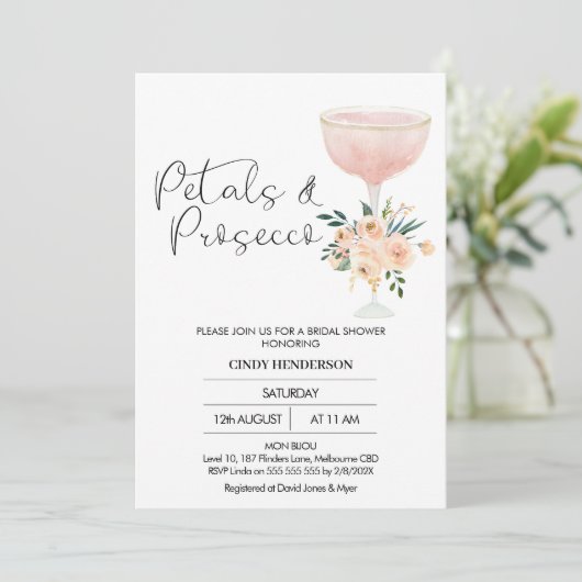 Moderne Boho bloemblaadjes Prosecco Vrijgezellenfe Kaart (Staand voorkant)