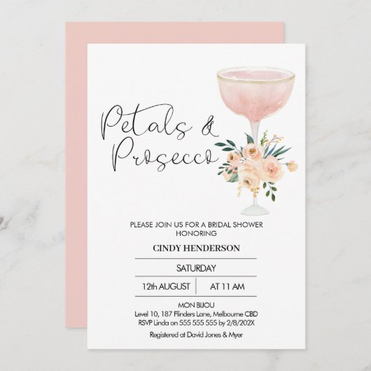 Moderne Boho bloemblaadjes Prosecco Vrijgezellenfe Kaart (Voorkant / Achterkant)