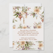 Moderne Boho Bloemboog Prettig Kerstmis 1 Foto Kaart (Achterkant)